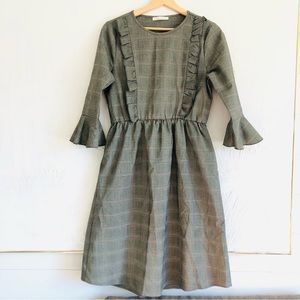 Lake Flower Houndstooth Dress with Ruffles - Women’s S